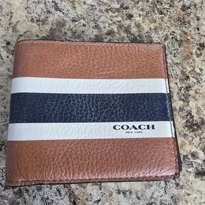 Coach Brown and Blue Striped Wallet